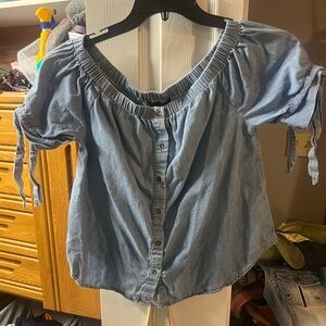 Haute Monde Denim Blue Button-Down Blouse